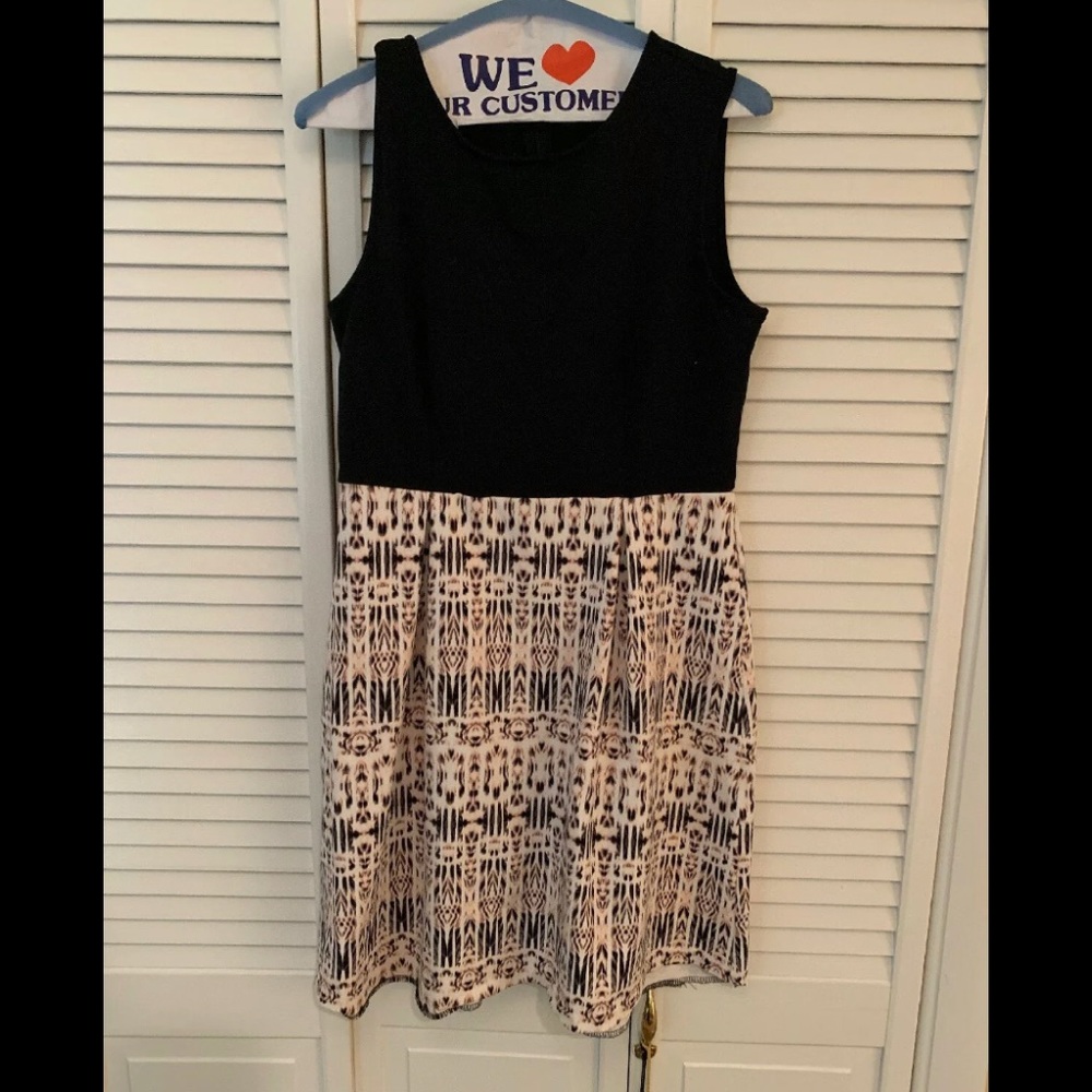 Cynthia Rowley Black + Geometrical Print dress M